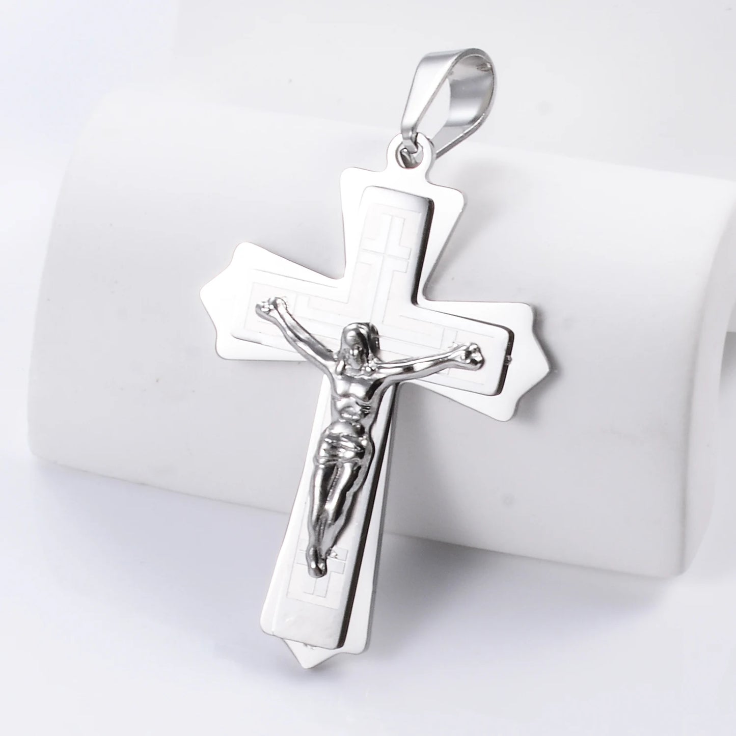 Stainless Steel Cross Pendant Jesus Prayed Fashion Men Women Metal Geometry Punk Gothic Party Jewelry Vintage Gifts