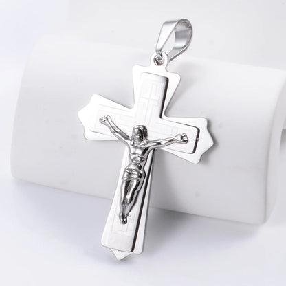 Stainless Steel Cross Pendant Jesus Prayed Fashion Men Women Metal Geometry Punk Gothic Party Jewelry Vintage Gifts