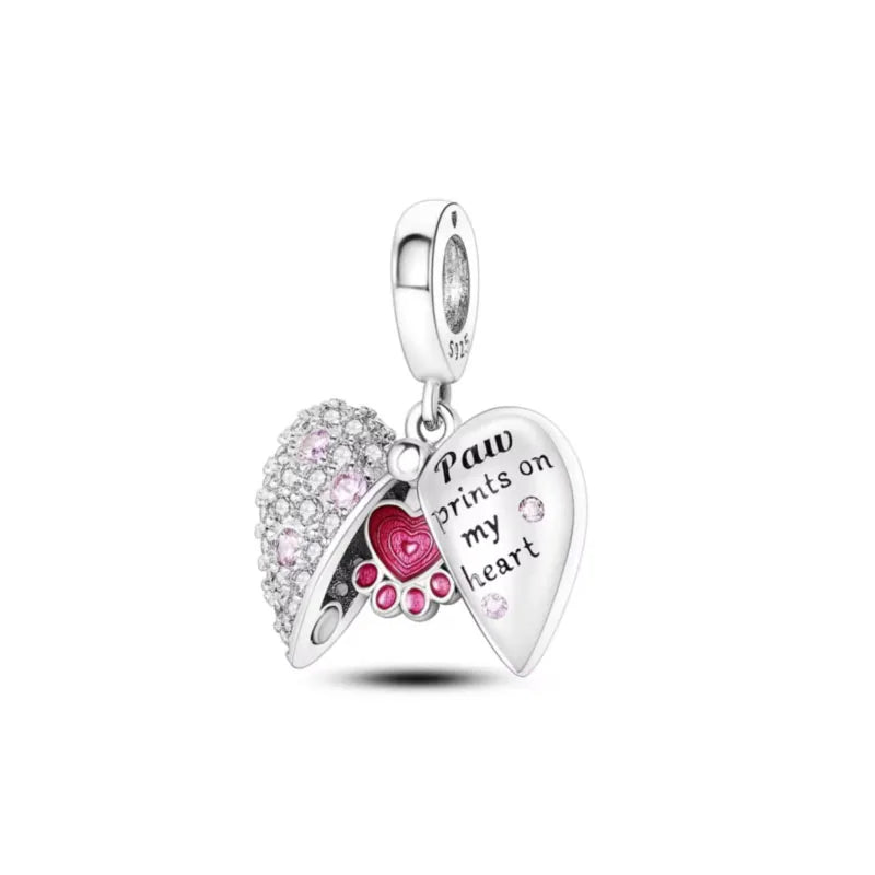 Hot Selling 925 Silver Pink Cake, Dog Paw, Luggage, Cup Bead Pendant Suitable for European Original Bracelet DIY Exquisite Jewelry