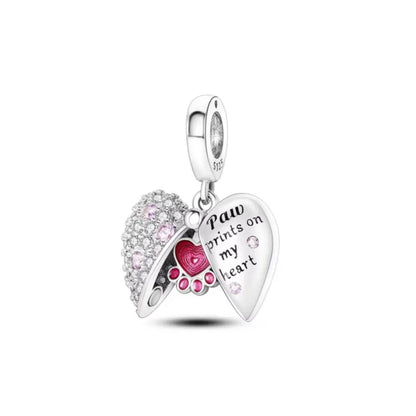 Hot Selling 925 Silver Pink Cake, Dog Paw, Luggage, Cup Bead Pendant Suitable for European Original Bracelet DIY Exquisite Jewelry