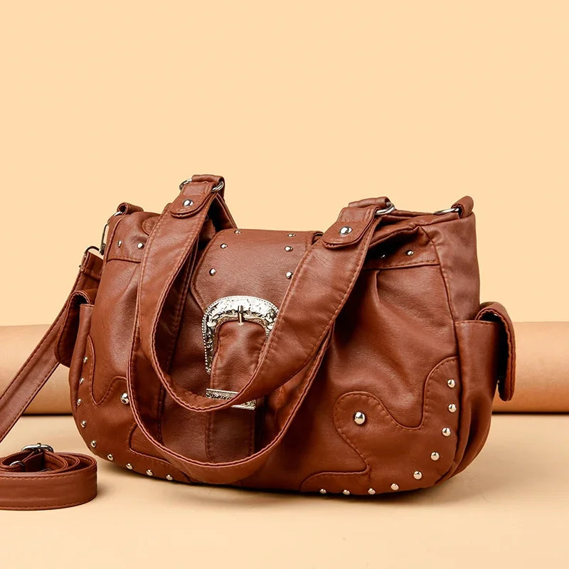 Luxury Designer Handbag Women High capacity Vintage Soft Leather Ladies Casual Large Capacity Shoulder Crossbody Bag Travel Sac