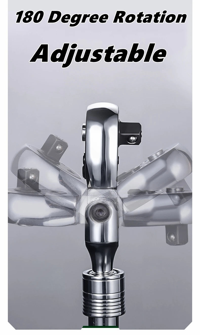 1/4，3/8，1/2 Inch Drive Socket Adjustable Ratchet Wrench Extendable Handle Wrench 72-Tooth Quick-Release Reversible