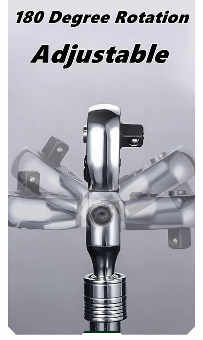 1/4，3/8，1/2 Inch Drive Socket Adjustable Ratchet Wrench Extendable Handle Wrench 72-Tooth Quick-Release Reversible