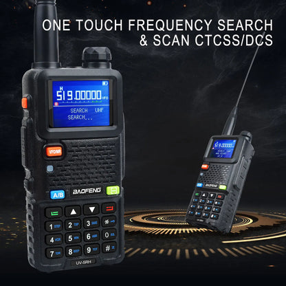 Baofeng UV-5RH Tri-band Walkie Talkie UHF 400-520MHz VHF136-174MHz 200-260MHz Wireless Fast Copy One Channel 7W 999Ch FM Radio