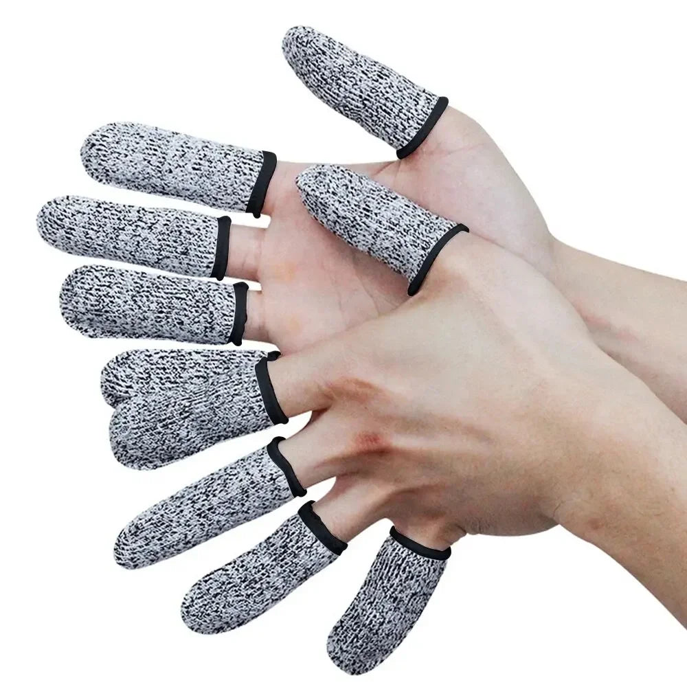 10Pcs, Anti-Cut Finger Cover, Finger Protector Sleeve, Level 5 High-Strength Safety Flexible Anti Cut Fingertip Gloves, Kitchen Tool