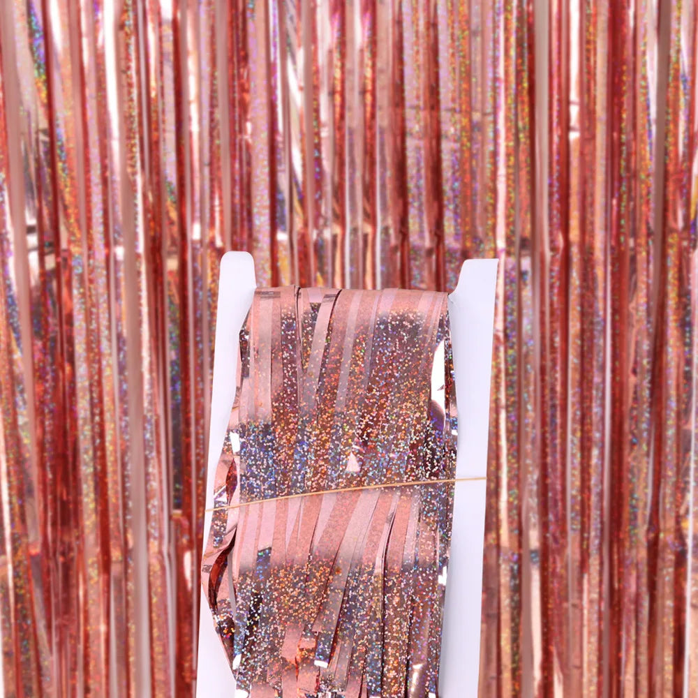 2/3M Party Background Wedding Decoration Foil Fringe Curtain Sequin Bachelorette Photo Backdrop Wall Curtain Birthday Baby Shower