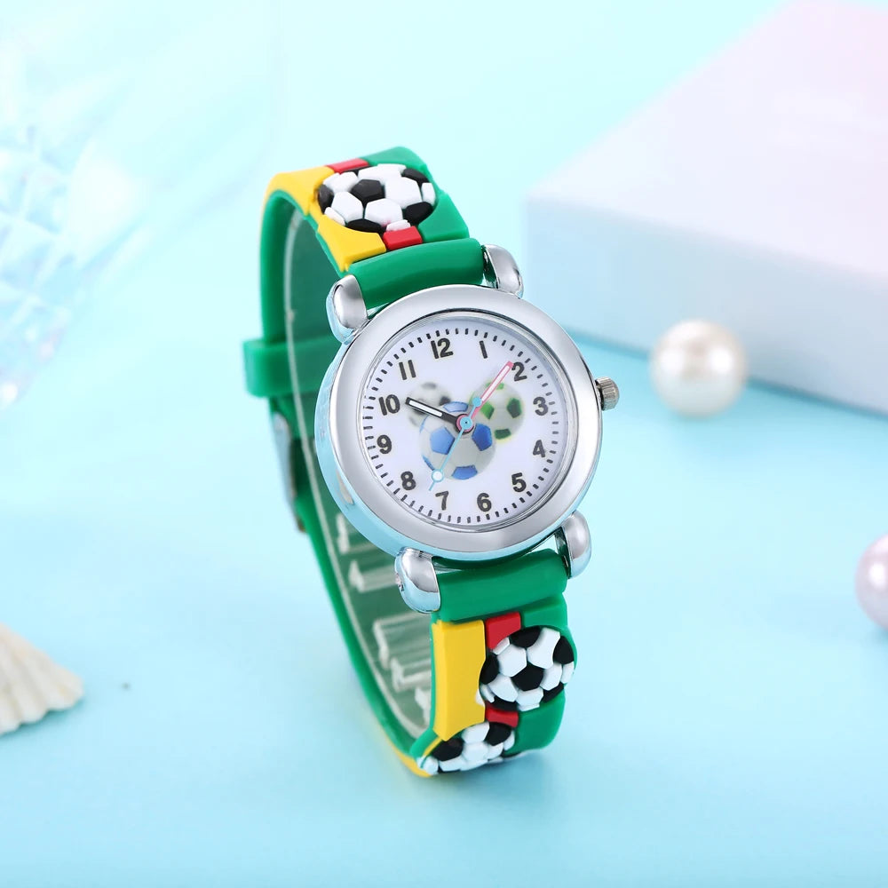 Lovely Creative Cartoon Corlorful Kids Watch, Gift For Boys, Cute Football Children's Wristwatch