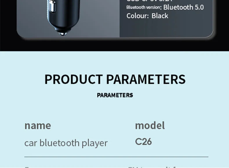 Car MP3 Player FM Transmitter Car Charger Type C Bluetooth 5.0 Handsfree Bluetooth Calling Super Quick Charge Adapter for Car