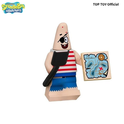 SpongeBob SquarePants Big Star Krabby Patty Burger King Anime People Cartoon Anime Small Particle People Assembly Toy Model Gift