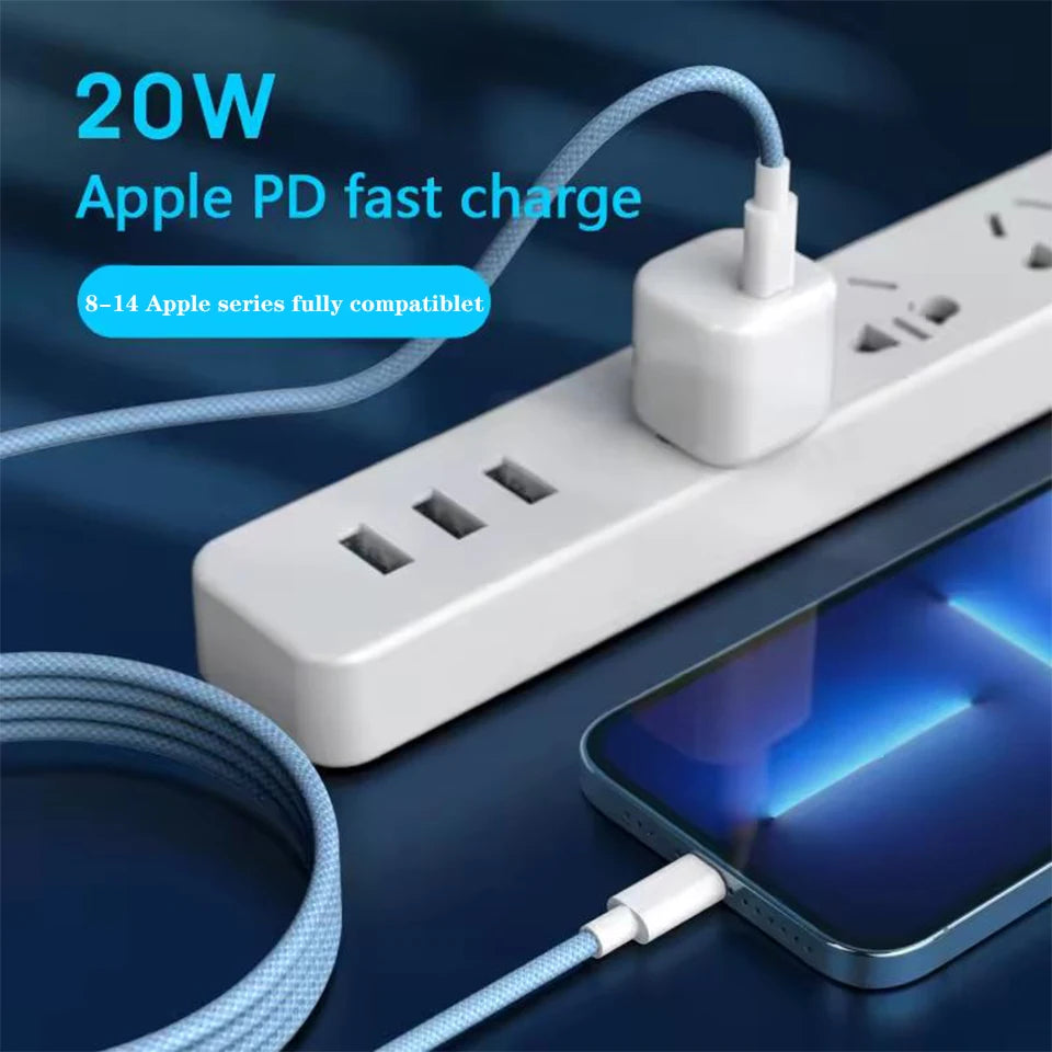 PD 20W USB-C to Lightning Fast Charging Cable for iPhone 14 13 12 11 Pro Max XS 8 Plus iPad, Braided Data Cord 3.3FT/6.6FT