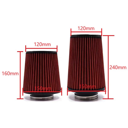 Car Mushroom Head Universal High Flow Intake Air Filter 102mm 89mm 76mm 3 3.5 4 Inch Cone Tapered Air filters for K&N 14084-2