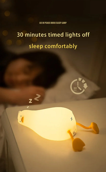Rechargeable LED Night Light Cute Duck Silicone Patting Lamp Nursery Children Nightlights Home Bedside Room Decor Birthday Gift