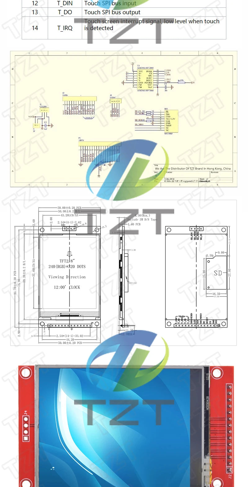 240x320 2.8" SPI TFT LCD Touch Panel Serial Port Module With PBC ILI9341 / ST7789V 2.8 Inch SPI Serial Display With Touch Pen