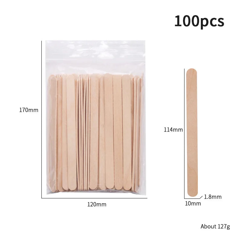 100pcs Disposable Waxing Wooden Tongue Depressor Body Hair Removal Stick Tongue Depressor