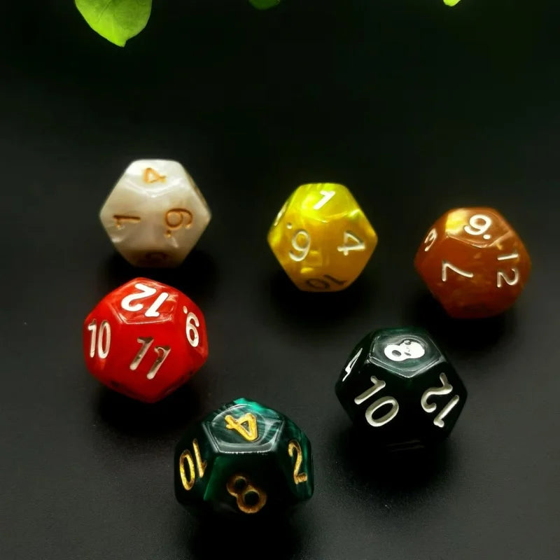 D12 12 Faces DND Dice Transparent Acrylic 12 Side Dice Set Polyhedral TRPG, Mtg, Rpg, Dice for DND or COC Game, 10PCs per Set
