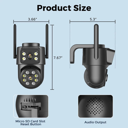Wifi Camera Outdoor 8MP 4K Dual Lens Dual Screens Black Surveillance Camera Night Vision Human Detection Security Camera ICsee