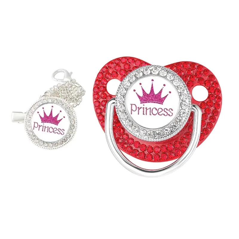 New Baby Pacifier Chain Clips Crown Princess Prince Pacifiers Holder Silicone Nipple Luxury Infant Teether New Born Shower Gifts