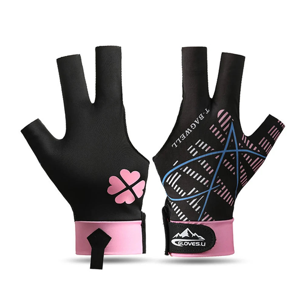 1pc Left Hand Billiards Glove Three Finger Snooker Billiard Glove Non Slip Stickers Elasticity Billiard Training Gloves