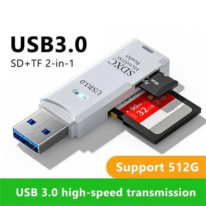 2-in-1 Multi-Functional USB 3.0 Card Reader Micro SD TF Memory Card Reader USB Flash Drive Card Reader Adapter for PC Laptops Accessories
