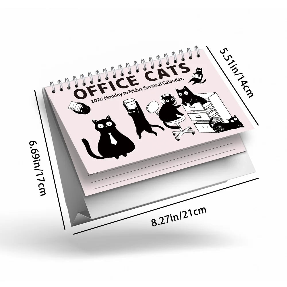 1PC 2026 Calendar, Cute Cat Illustrations Desktop Calendar, Cat Theme, 12-Month Planner, Perfect Gift for Birthdays & Holidays