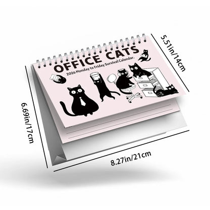 1PC 2026 Calendar, Cute Cat Illustrations Desktop Calendar, Cat Theme, 12-Month Planner, Perfect Gift for Birthdays & Holidays