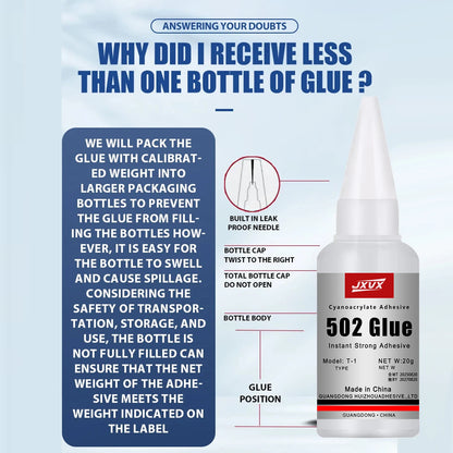 50/20g Multi-purpose 502 Instant Strong Super Glue Universal Superglue Mighty Instant Glue for Resin Ceramic Metal Glass Fast Dry