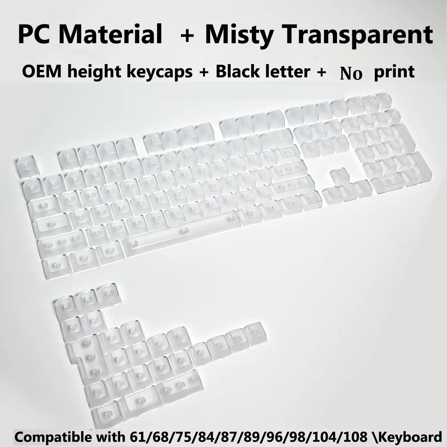 Full Sets Transparent Keycaps for Mechanical Keyboard Front/Side/None Print RGB Backlit Full/Misty Transparent Keycap 130+ Key