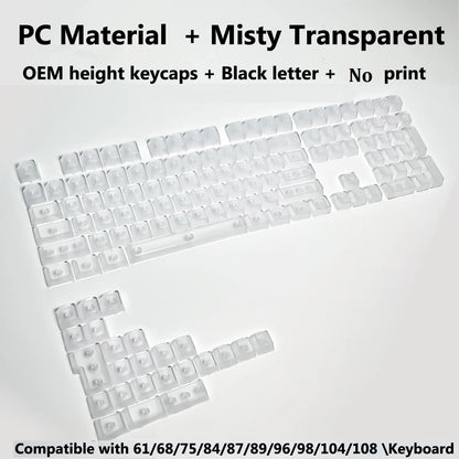 Full Sets Transparent Keycaps for Mechanical Keyboard Front/Side/None Print RGB Backlit Full/Misty Transparent Keycap 130+ Key