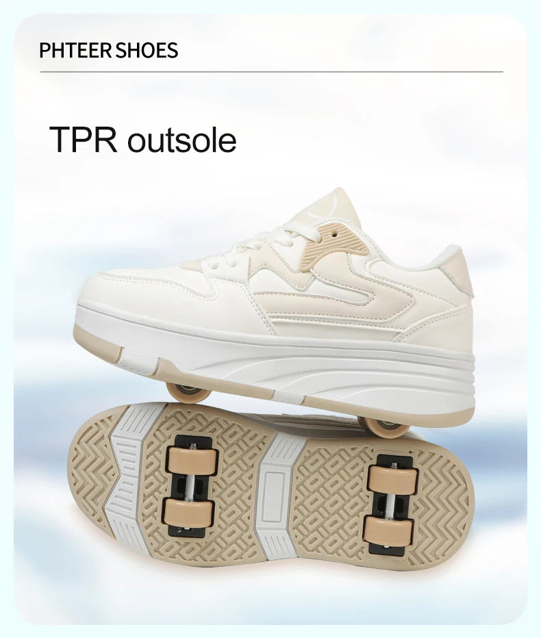 Roller Skate Shoe Walking Shoes With Four-wheel Student Sports Pulleys Walking Shoes With Wheels Summer Spring Kids Sneakers