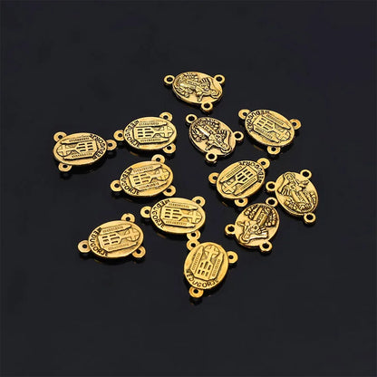 10 Pieces/Catholic Rosary Gold Plated Connector Necklace Bracelet Connector, Many Jesus Christ Statue Necklace Bracelet Triangle