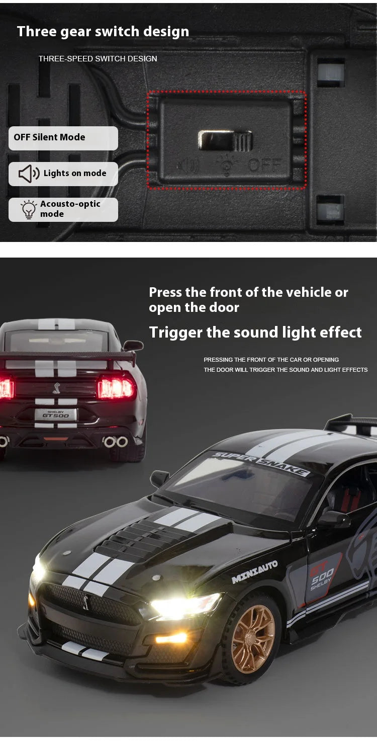 1:32 Ford Mustang Viper GT500 Supercar Alloy Diecast Model Decorative Trendy Ornaments Computer Desktop Ornaments Gift For Boys