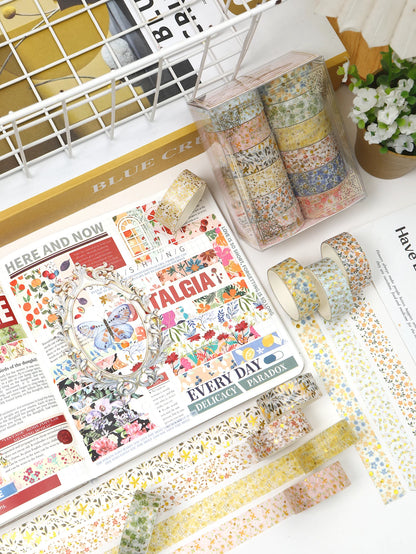 Creative Floral Hot Foil Washi Tape Set, 12 Rolls Decorative Masking Tape for Scrapbooking, Journaling, DIY Gift Supplies