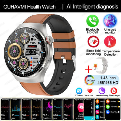 New Nursing Grade Smart Watch, Blood oxygen Blood Lipid Uric Acid ECG+PPG Body Temperature Bluetooth Call Health Smartwatch, Apple Health
