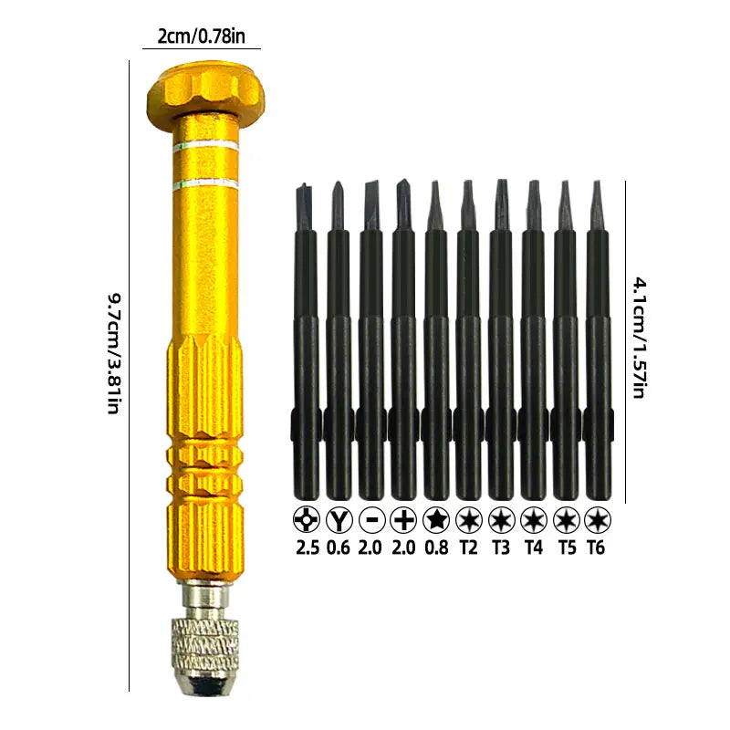 10-in-1 Precision Screwdriver Set for Mobile Phones, Notebooks, and Computers - Perfect for Small Maintenance and Disassembly