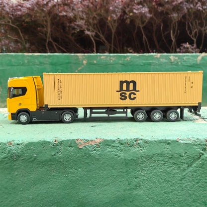1:50 Alloy Diecast Large Truck Model Car Toy Simulation Container Toy Sound and Light Pull BackTransport Vehicle Model Kid Gifts