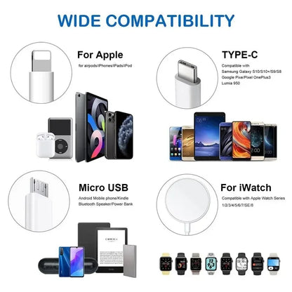 Portable 4-in-1 Magnetic Watch Wireless Charger Charging Data Cable for iPhone 15 14 13 12 11 Pro Max iWatch 8 Ultra 7 6 SE 5 4