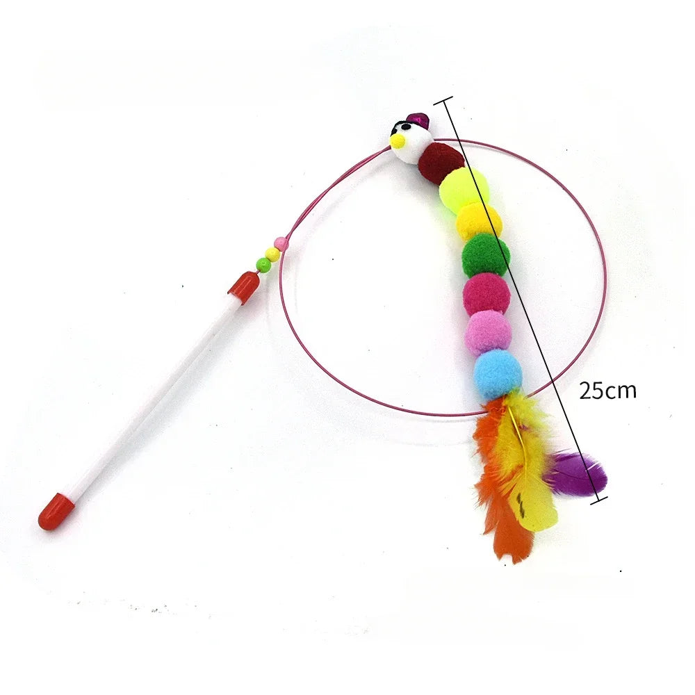 Interactive Cat Toy Hands-Free Cat Stick Playing Kitten Playing Teaser Wand Toy Suction Cup Bird/Feather Cat Wand Pet Supplies