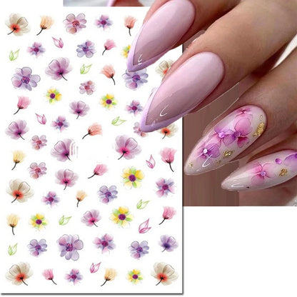 3d Nail Art Decals Tropical Palm Leaves Flowers Laces Faces Adhesive Sliders Nail Stickers Decoration For Nail Manicure