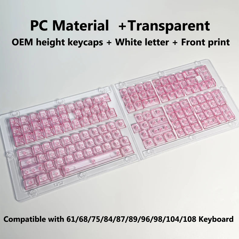 Full Sets Transparent Keycaps for Mechanical Keyboard Front/Side/None Print RGB Backlit Full/Misty Transparent Keycap 130+ Key