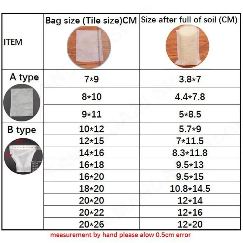 50pcs Nursery Bags Pots Grow Flower Plant Starter Planter Pots Aeration Non-woven Fabric Garden Planting Biodegradable m20