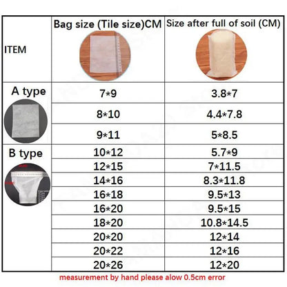 50pcs Nursery Bags Pots Grow Flower Plant Starter Planter Pots Aeration Non-woven Fabric Garden Planting Biodegradable m20