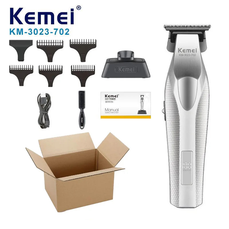 Kemei KM-3023-702 Baber Professional Hair Clipper Hair Cutting Machine With Charging Base For Men Electric Hair Trimmer Men Gift