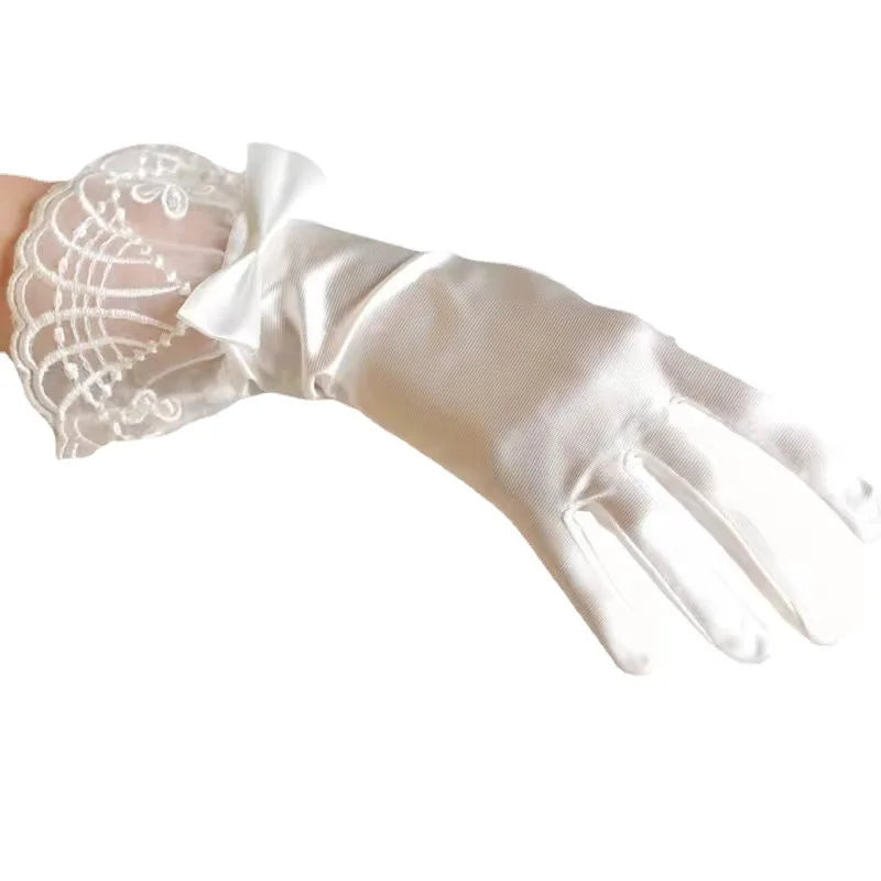 Sexy Transparent Black White Mesh Tulle Glove, Spring Summer Thin Short Glove, Party Dancing Dress Wedding Glove, Lolita New