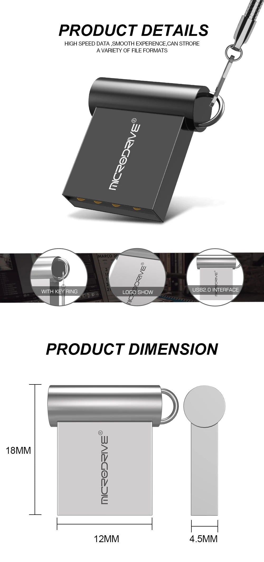 Mini USB Flash Drive 128GB 64GB 32GB 16GB 8GB 4GB Metal 2.0 Pendrive Memory Stick Pen Drive 2.0 High Speed 128GB 64GB U Disk
