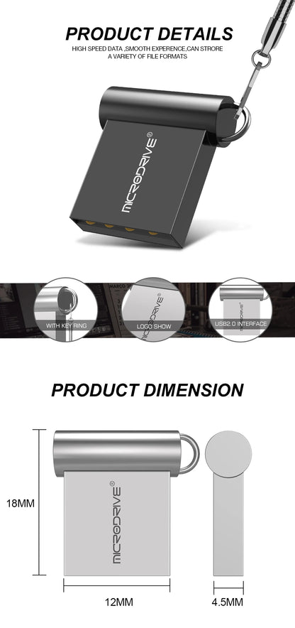 Mini USB Flash Drive 128GB 64GB 32GB 16GB 8GB 4GB Metal 2.0 Pendrive Memory Stick Pen Drive 2.0 High Speed 128GB 64GB U Disk