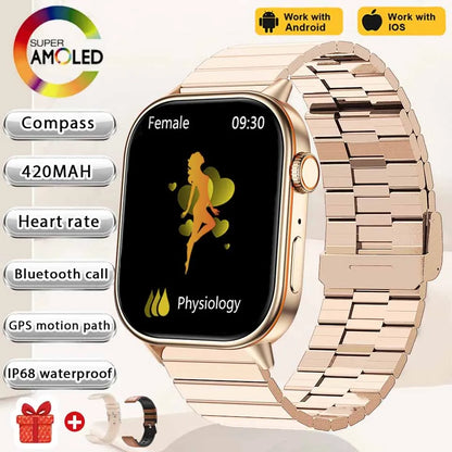 NEW Fashion Built-in 6 Stars GPS Position Smart Watch, Women 2.01'' AMOLED HD Screen IP68 Waterproof Sport  Bracelets For Ladies
