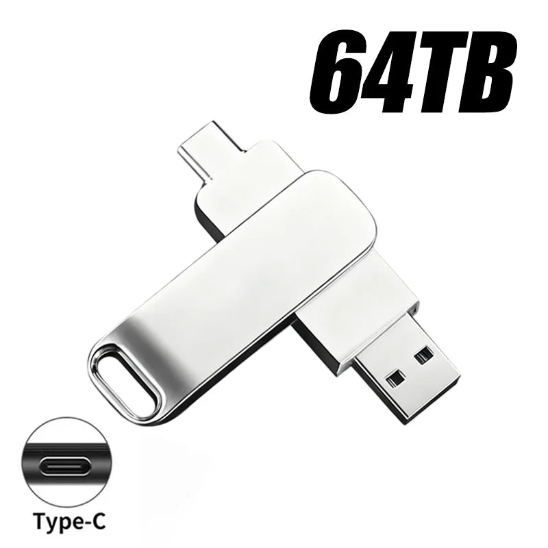 64TB USB 3.2 Flash Drive Metal Ultra-Speed Pen Drive 16TB 8TB Waterproof Type-C USB PenDrive For Computer Storage Devices 2026