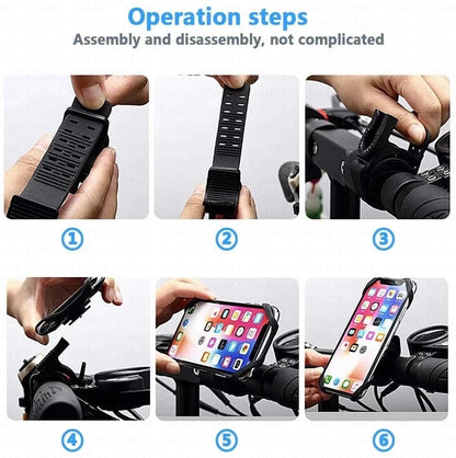 Silicone Bicycle Phone Holder Universal Bike Motorcycle Mobile Phone Stand Handlebar Clip Bracket for 4 to 6.5 inch Cell Phone