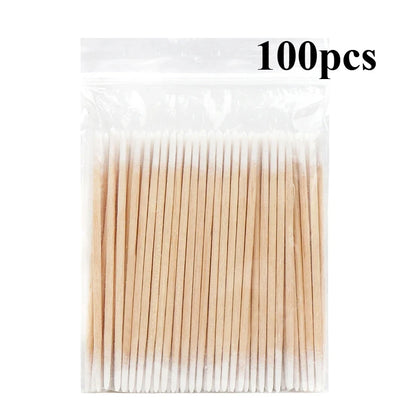 100/300/500 Pcs Disposable Ultrasmall Cotton Swab Brush Lint-Free Micro Wood Makeup Brushes for Eyelash/Tattoo Cleaning, Tattoo Accessories