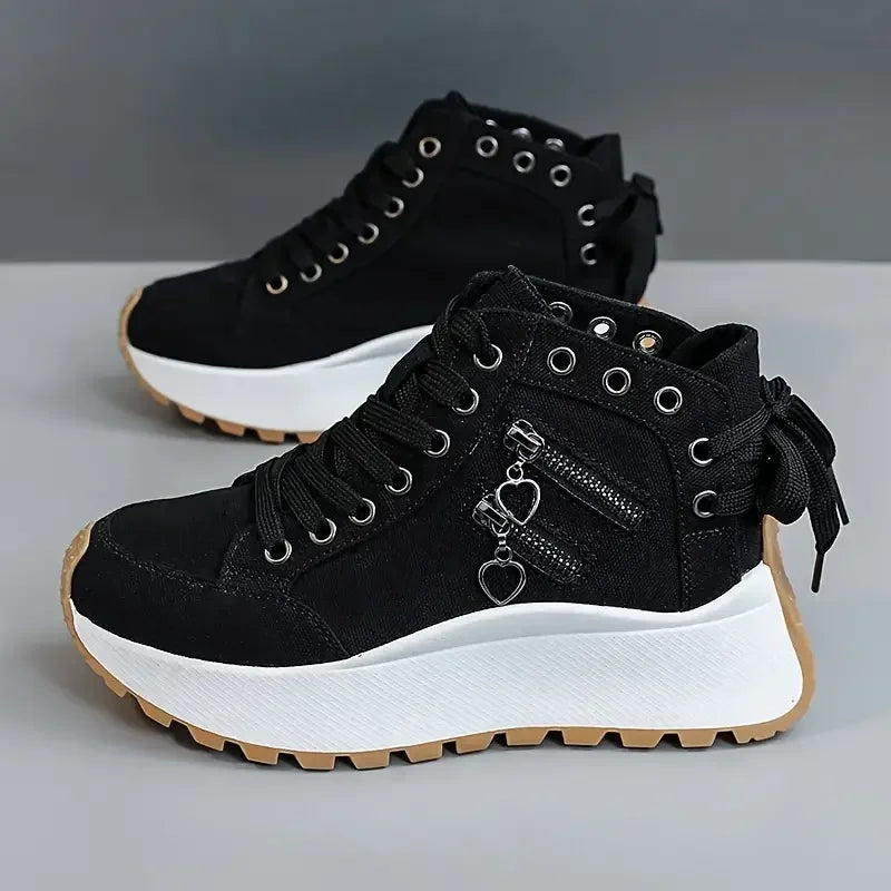 Designer Women Sneakers High Top Denim Canvas Shoes Female Girls Students Canvas Shoes for Women Lace Up Platform Sneakers